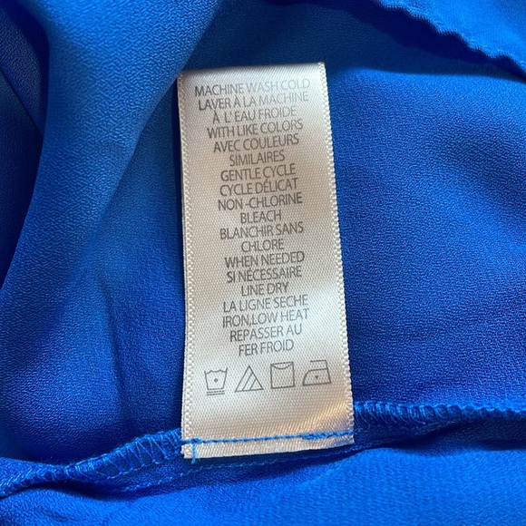 Max Studio V-Neck Flutter Sleeve Short Mini Dress Blue Floral Rosette Small - Picture 9 of 9